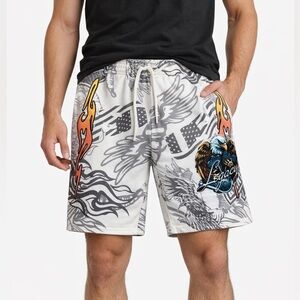 Black Pike Men’s Graphic Sweat Shorts Size L 9” Inseam Drawstring Pockets